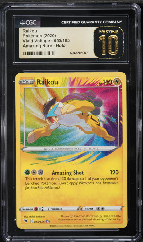 2020 Pokemon Sword & Shield Vivid Voltage Amazing Rare Raikou #50 CGC 10 PRISTINE