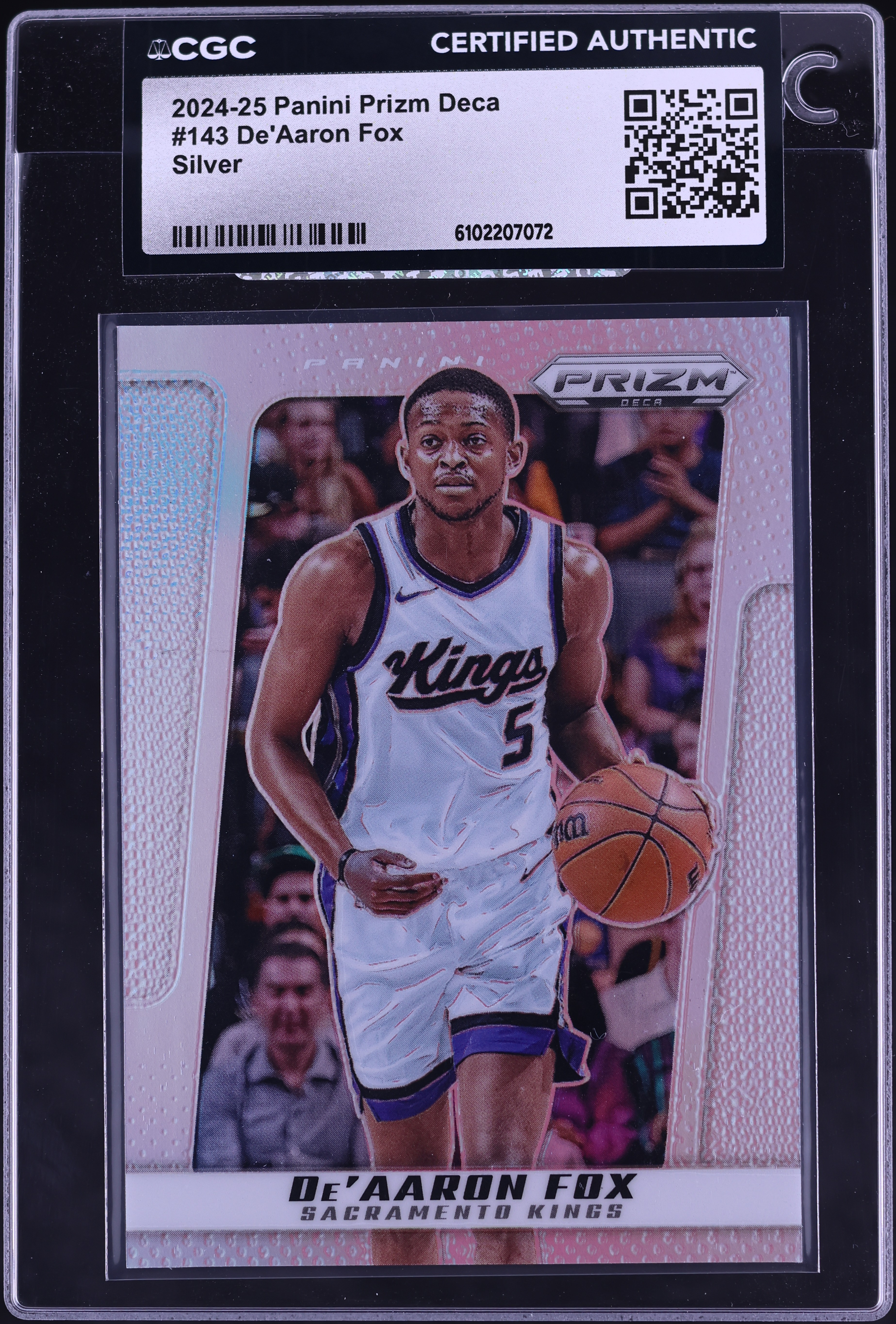 2024 Panini Prizm Deca Silver De'Aaron Fox #143 CGC AUTH on