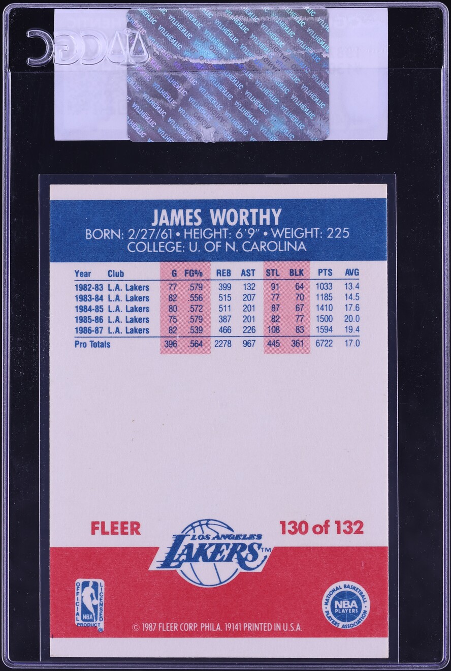 1987 Fleer Basketball James Worthy #130 CGC AUTH