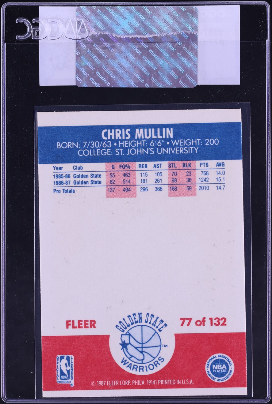 1987 Fleer Basketball Chris Mullin #77 CGC AUTH