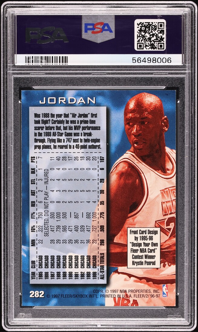 1996 Fleer Basketball Michael Jordan #282 PSA 10 GEM MINT