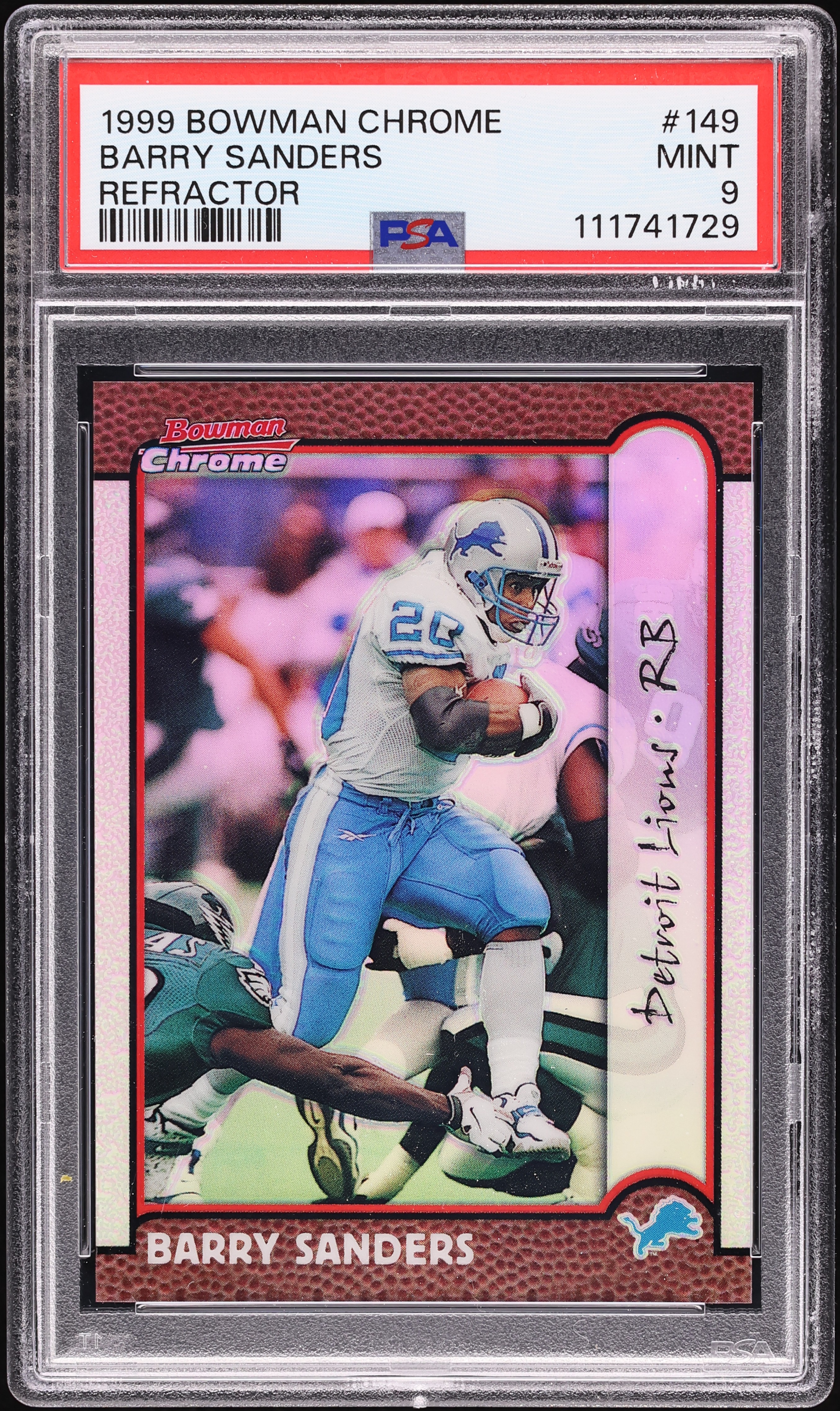 1999 Bowman Chrome Refractor Barry Sanders #149 PSA 9 MINT on
