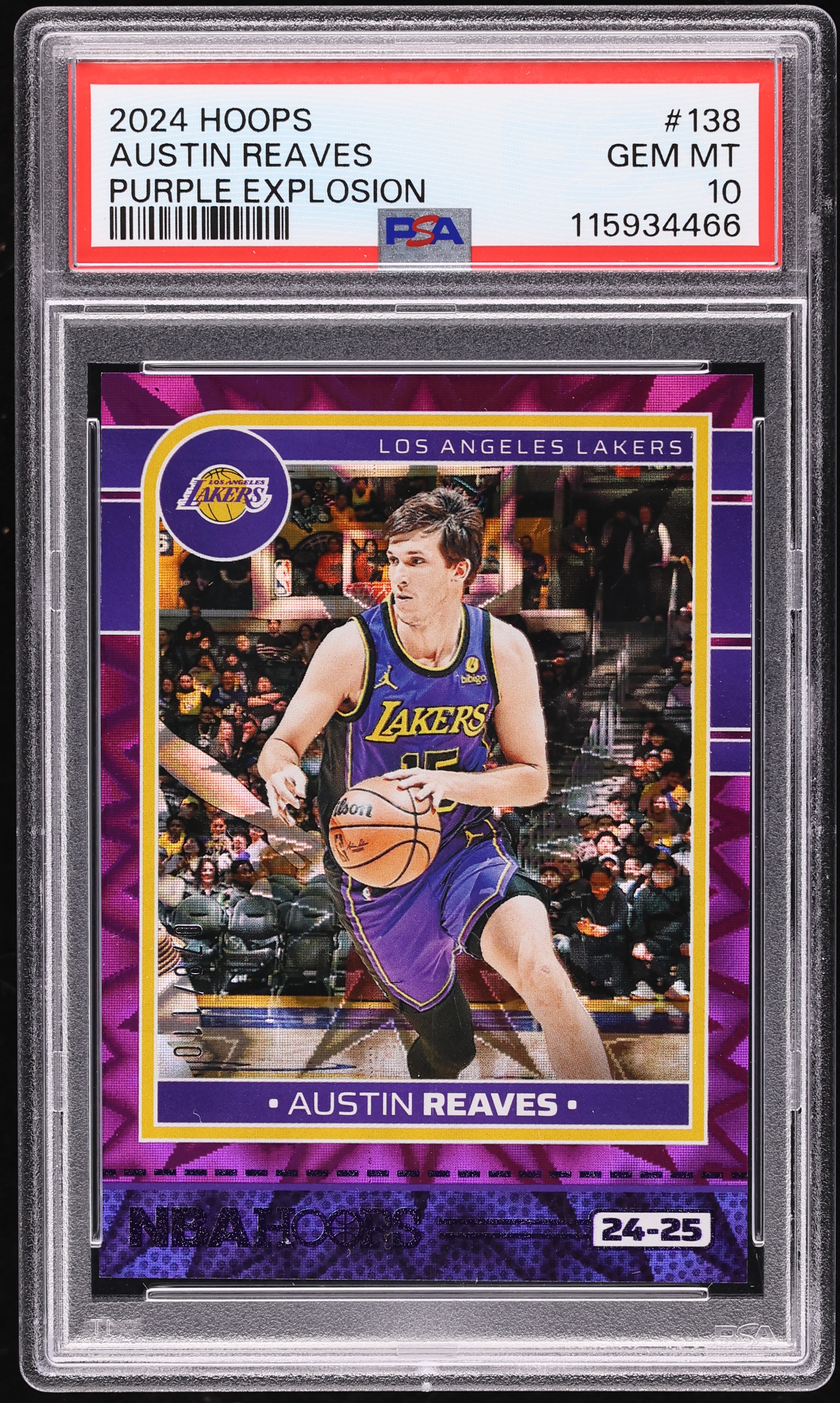 2024 Hoops Purple Explosion Austin Reaves /110 #138 PSA 10 GEM 