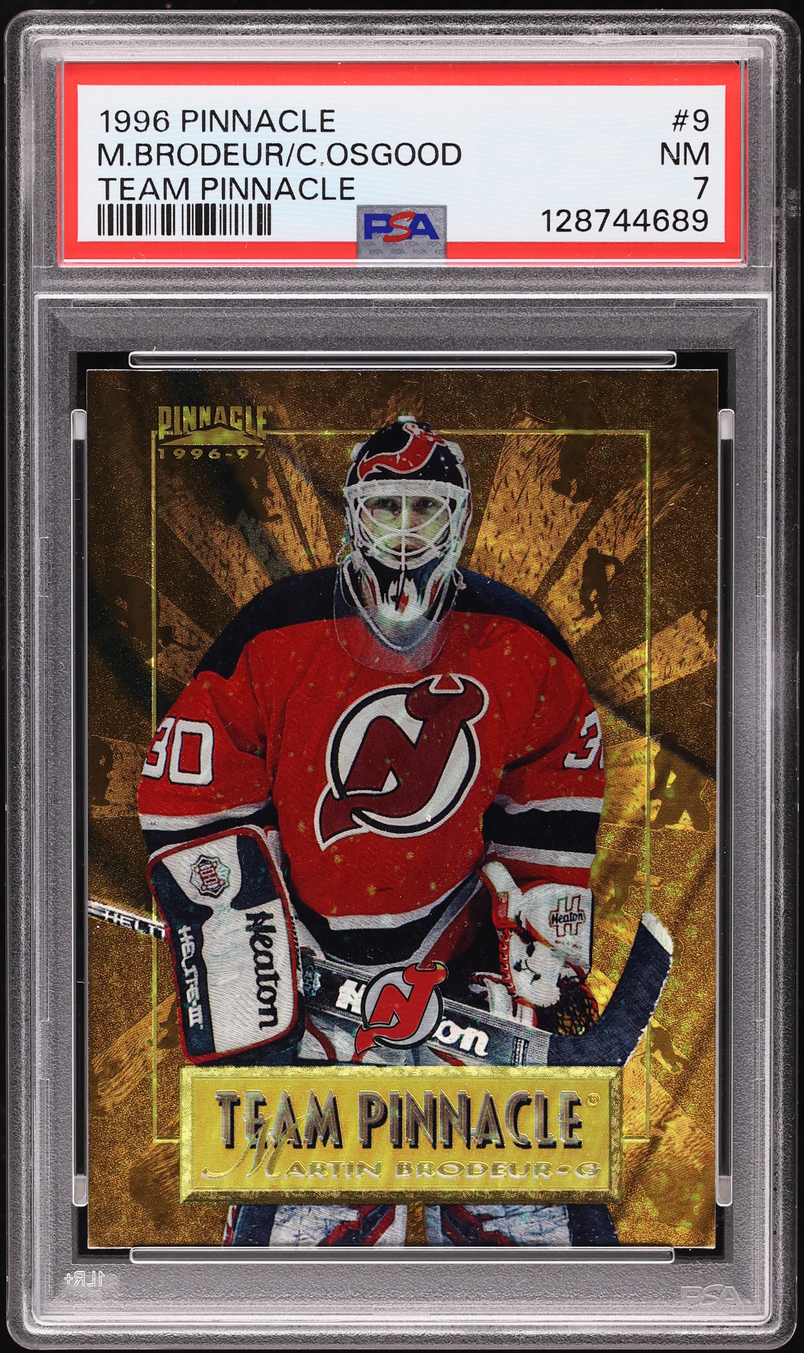 1996 Panini Pinnacle Team Martin Brodeur Chris Osgood #9 PSA 7