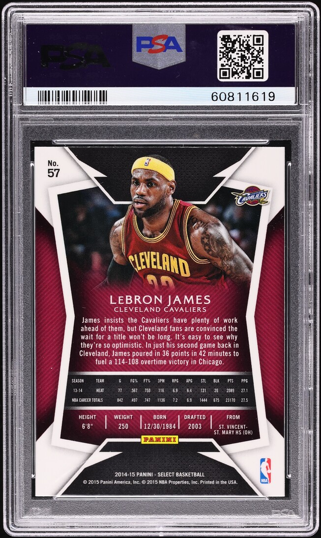 2014 Select Basketball LeBron James #57 PSA 10 GEM MINT on