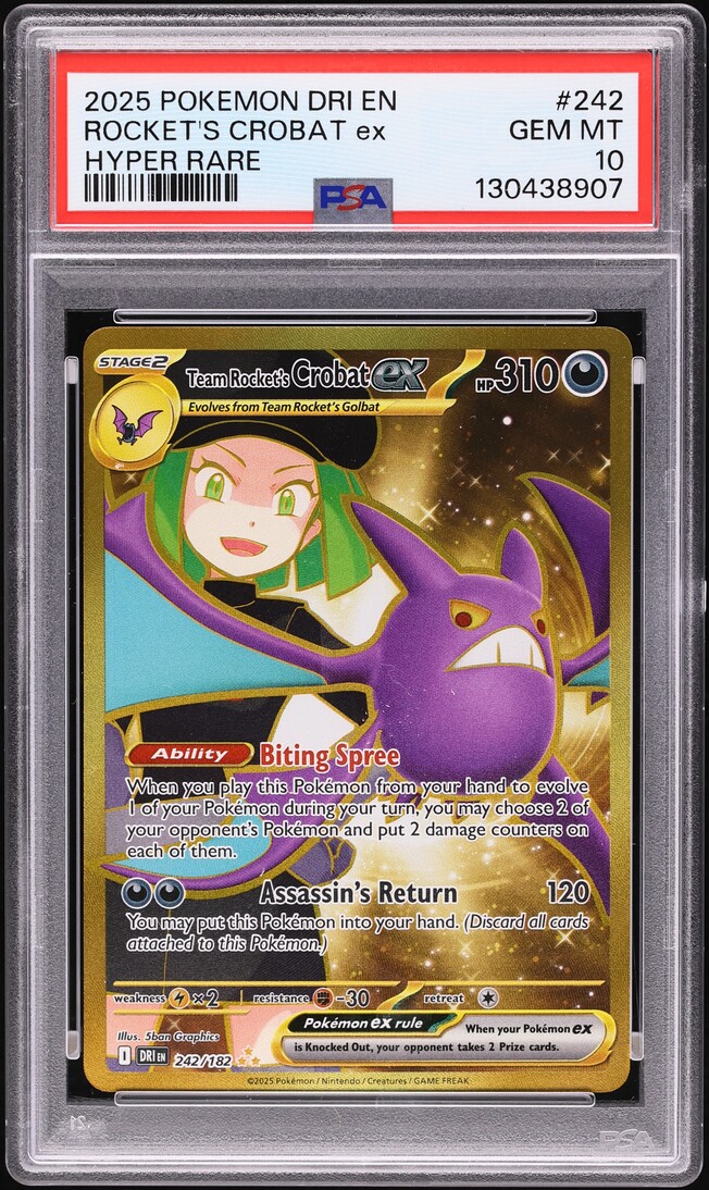 2025 Pokemon Scarlet & Violet Destined Rivals Gold Rare Rocket's Crobat ex  #242 PSA 10 GEM MINT on Fanatics Collect