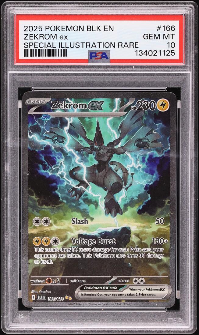 2025 Pokemon Scarlet & Violet Black Bolt SIR Zekrom ex #166 PSA 10