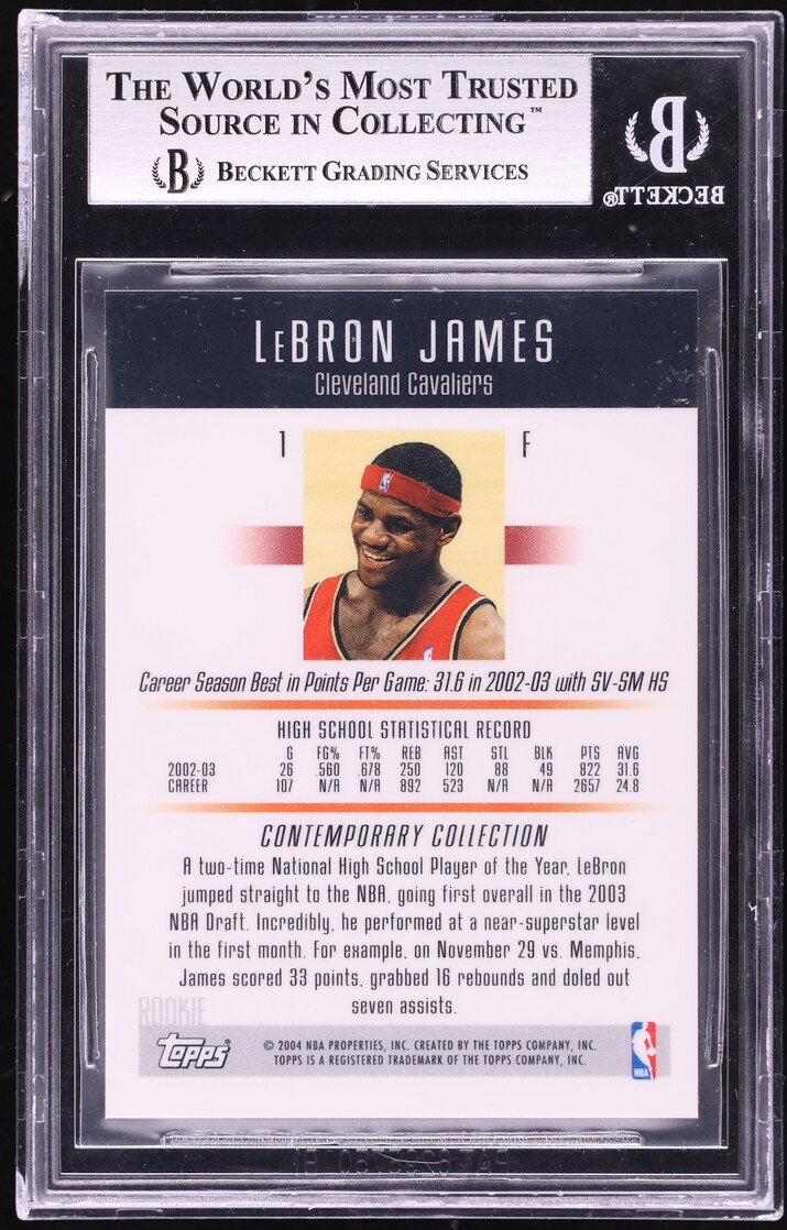 2003 Topps Contemporary Collection LeBron James ROOKIE #1 BGS 9 MINT