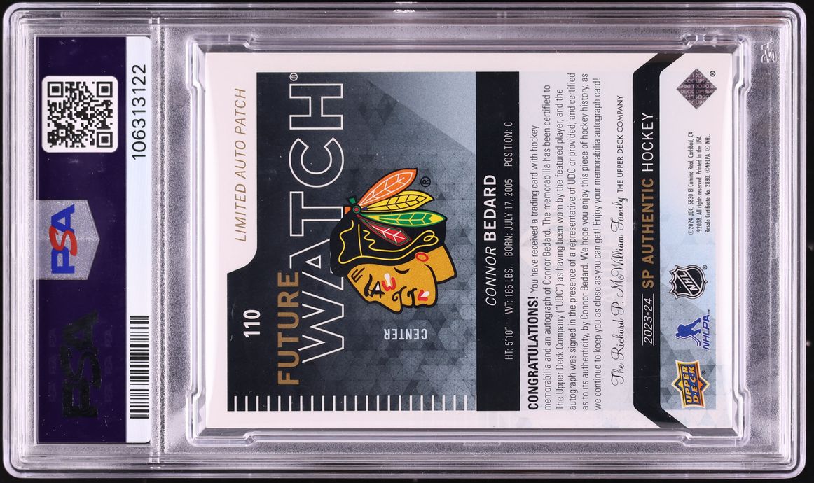 2023 Sp Authentic 2013-14 Retro Future Watch Connor Bedard PATCH