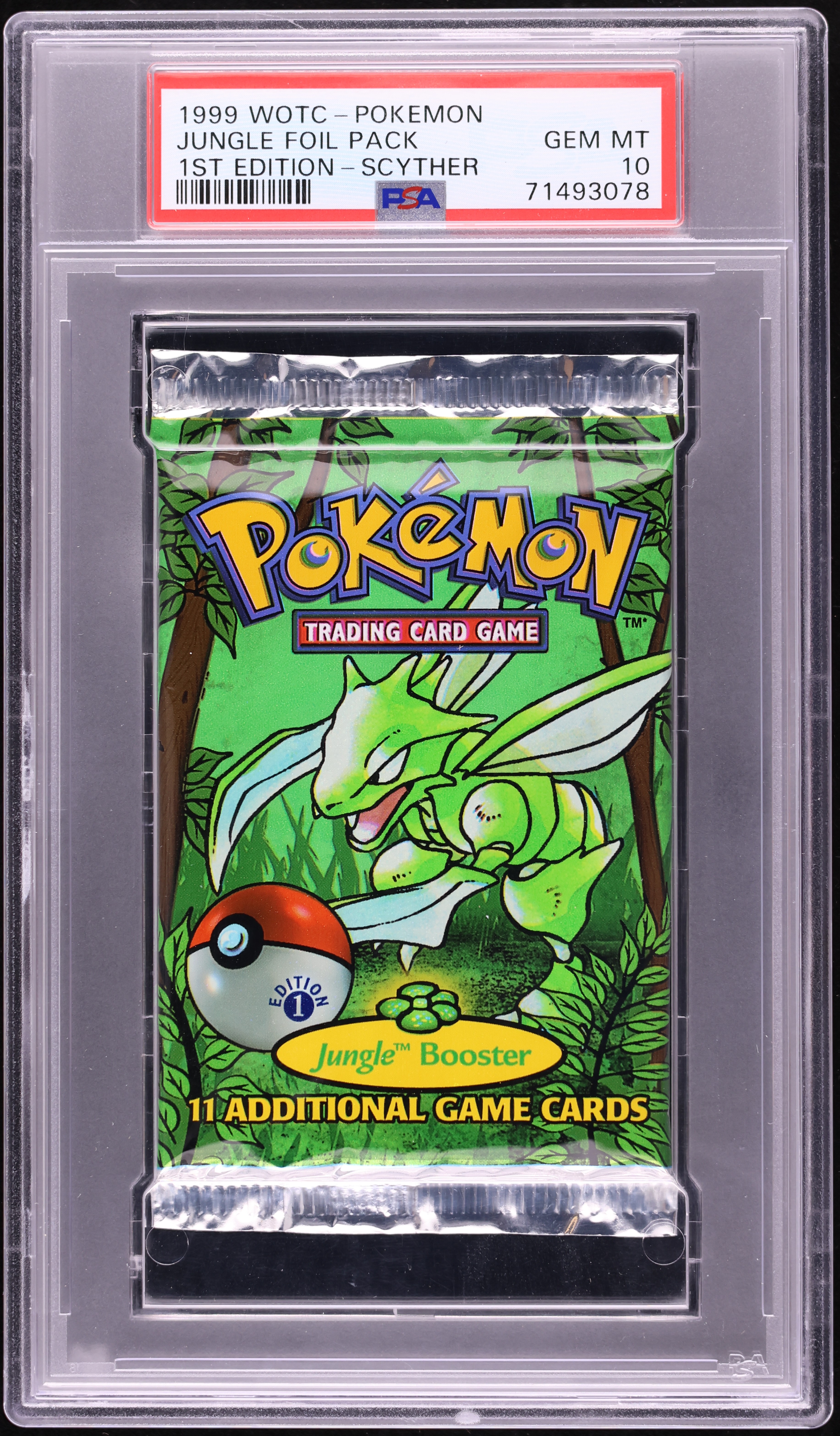 1999 Pokemon Jungle 1st Edition Booster Pack Scyther Art PSA 10