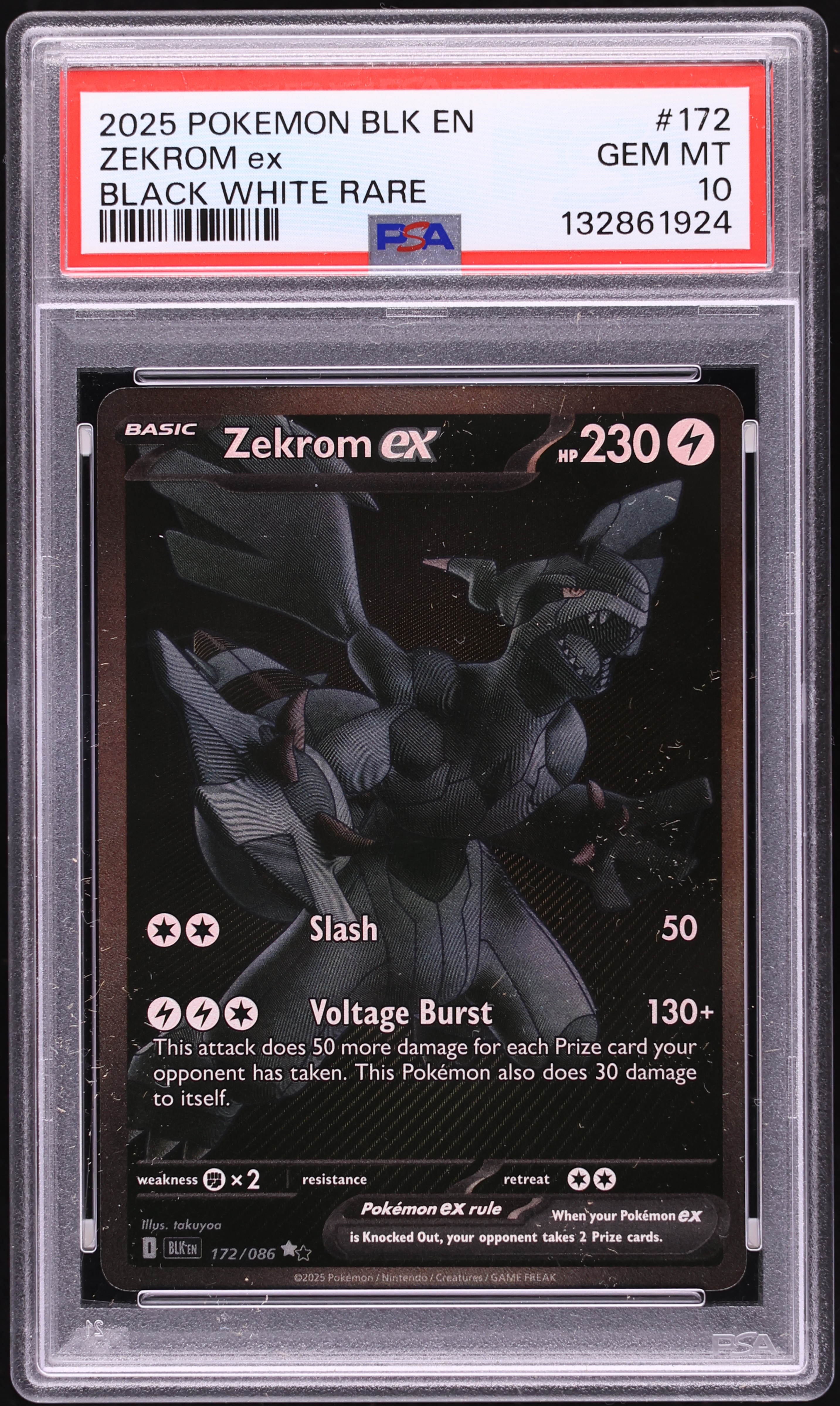 2025 Pokemon Scarlet & Violet Black Bolt BWR Zekrom ex #172 PSA 10