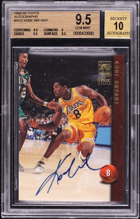 1998 Topps Basketball Kobe Bryant AUTO #AG2 BGS 9.5 GEM MINT on