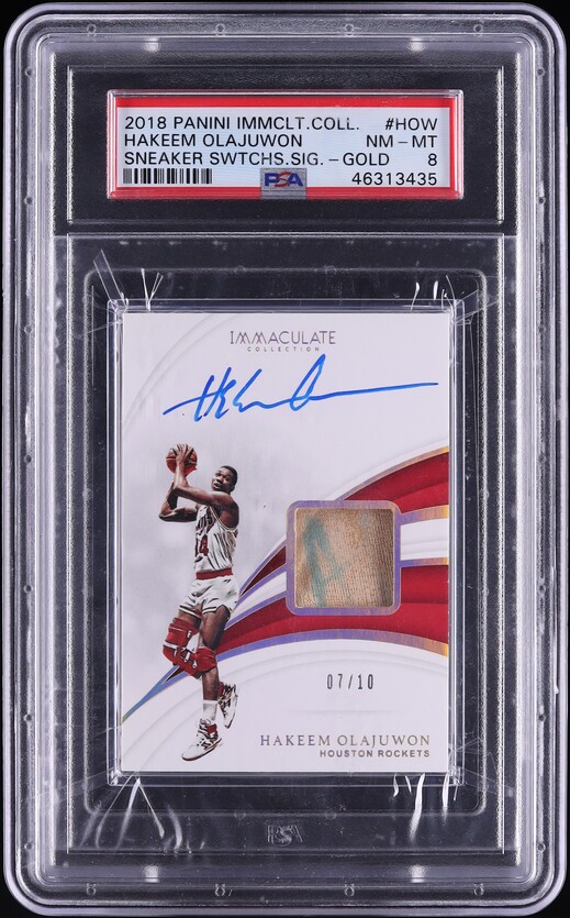 2018 Immaculate Collection Sneaker Swatches Gold Hakeem Olajuwon PATCH AUTO /10 #HOW PSA 8