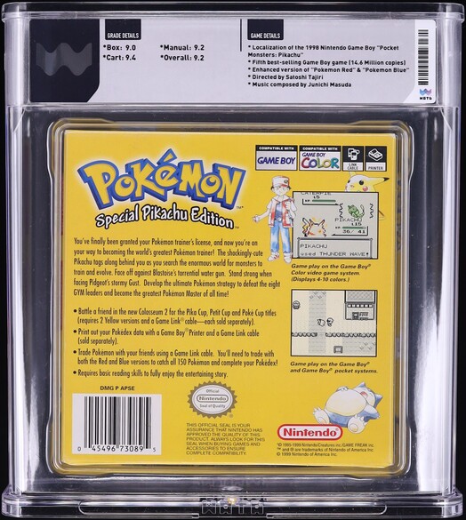 Pokemon Yellow Version: Special Pikachu Edition (Nintendo Game Boy) WATA 9.2 CIB