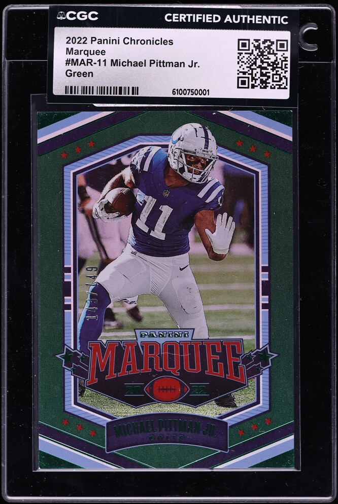 2022 Panini Chronicles Marquee Green Michael Pittman Jr. /149 #MAR-11 CGC AUTH