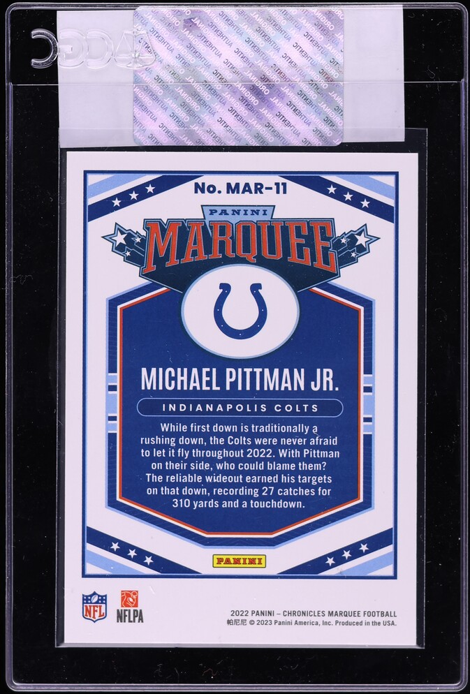 2022 Panini Chronicles Marquee Green Michael Pittman Jr. /149 #MAR-11 CGC AUTH
