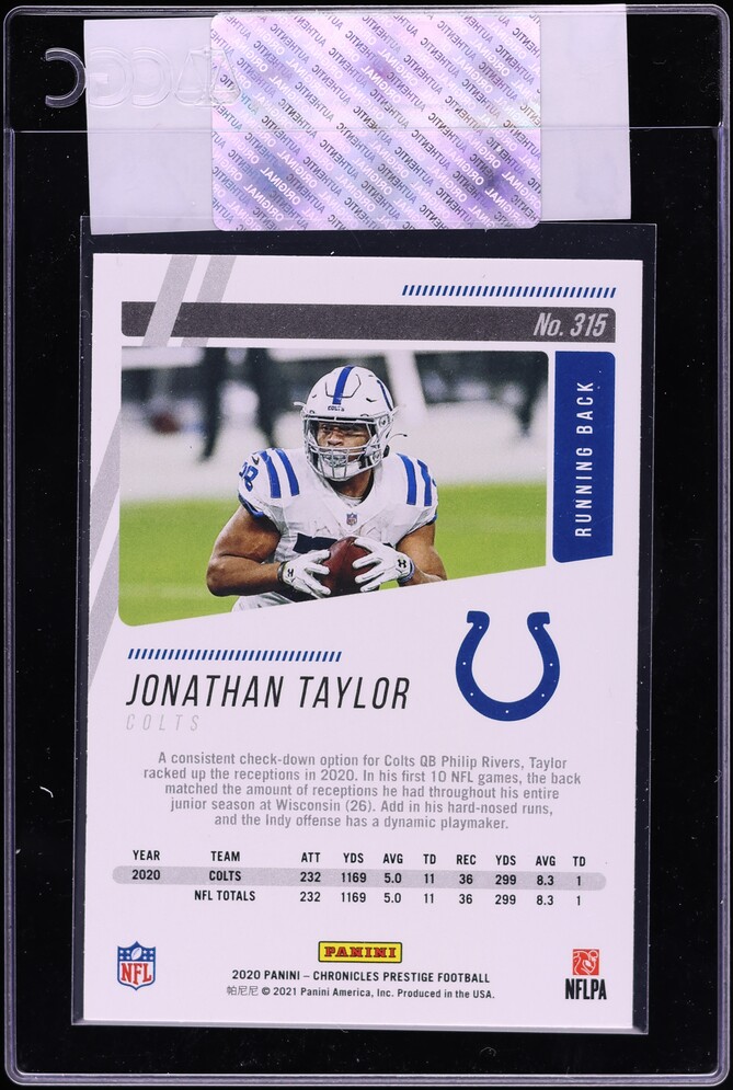 2020 Panini Chronicles Prestige Jonathan Taylor ROOKIE #315 CGC AUTH