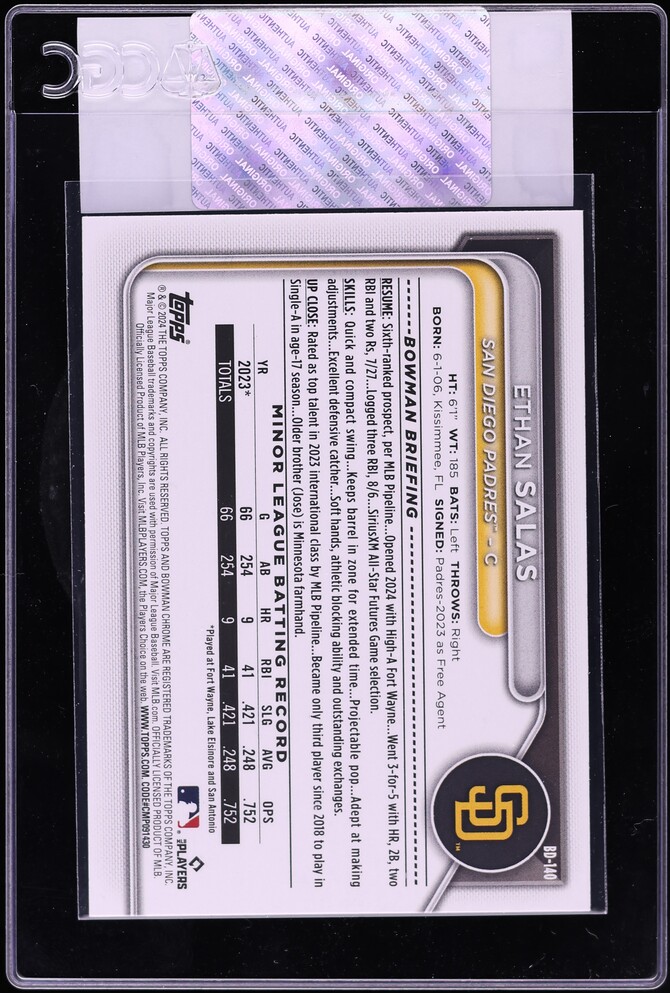 2024 Bowman Draft Ethan Salas PROSPECT #BD-140 CGC AUTH