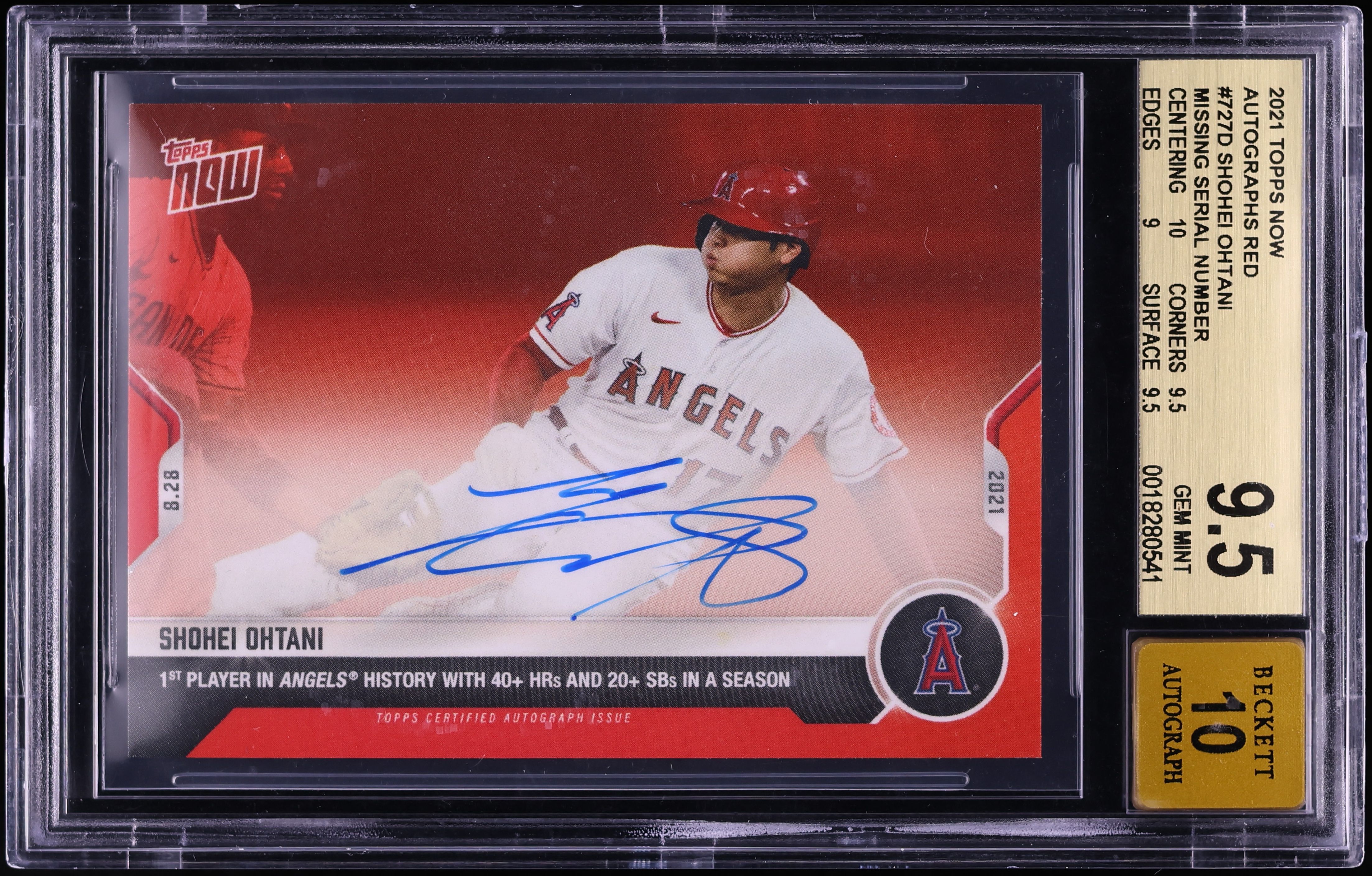 2021 Topps Now Red Missing Serial Number Shohei Ohtani AUTO #727D