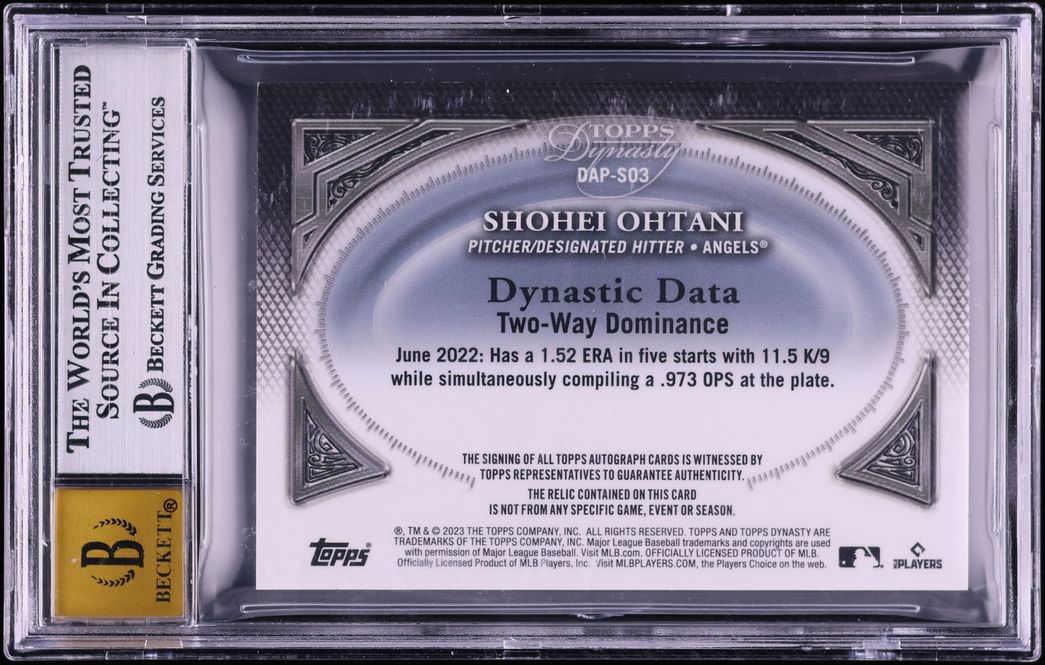 2023 Topps Dynasty Silver Shohei Ohtani PATCH AUTO /5 #DAPSO3 BGS 9 MINT