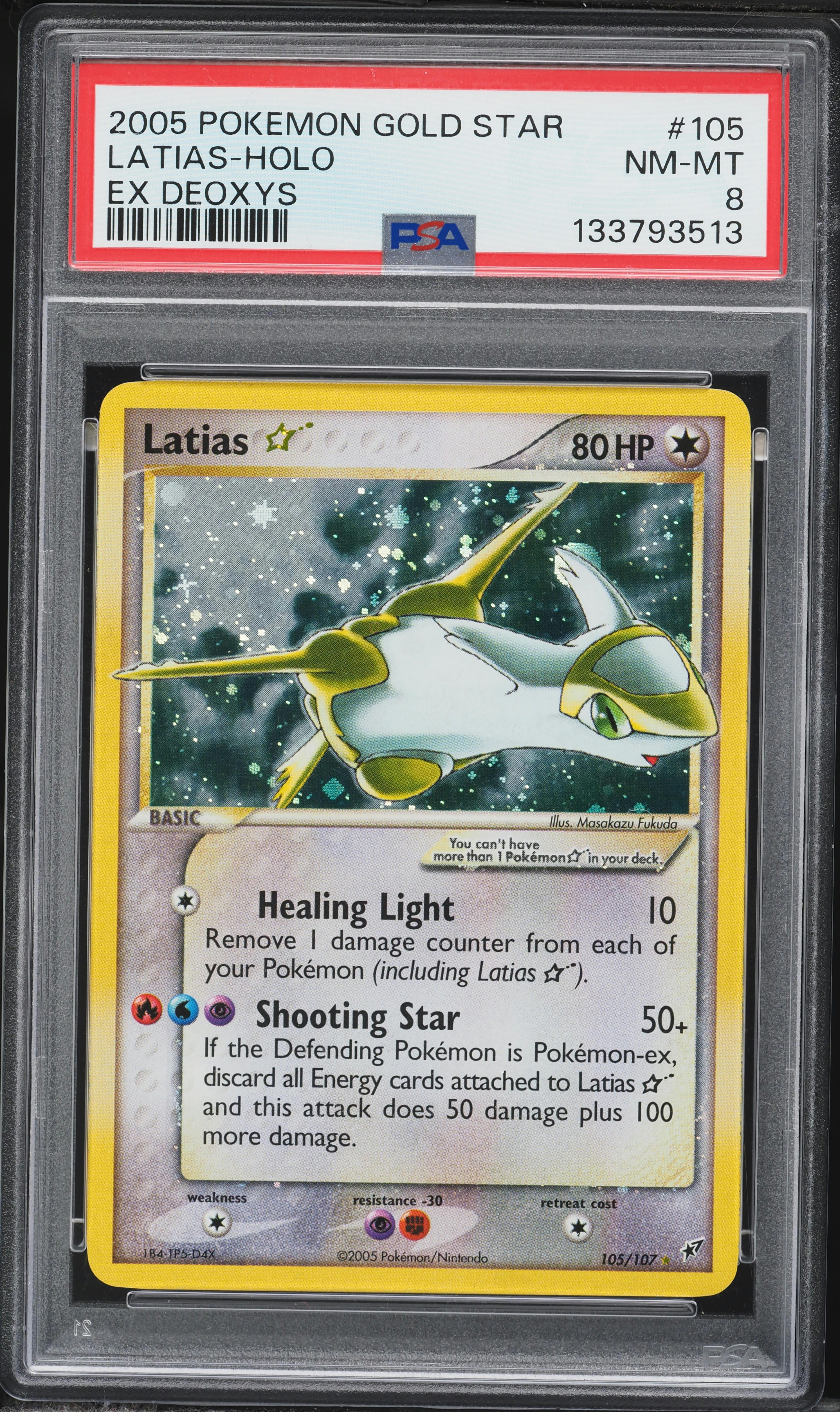 2005 Pokemon EX Deoxys Holo Latias Gold Star #105 PSA 8 NM-MT on