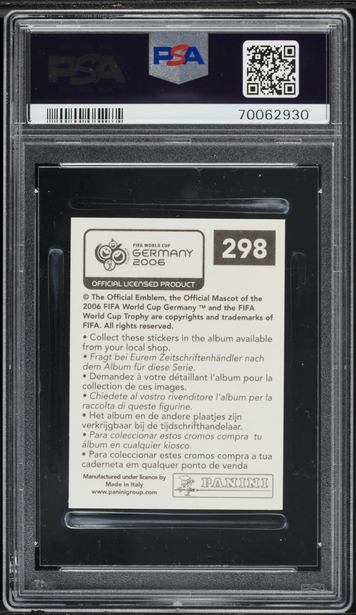 2006 Panini World Cup Germany Sticker Cristiano Ronaldo #298 PSA 10 GEM MINT