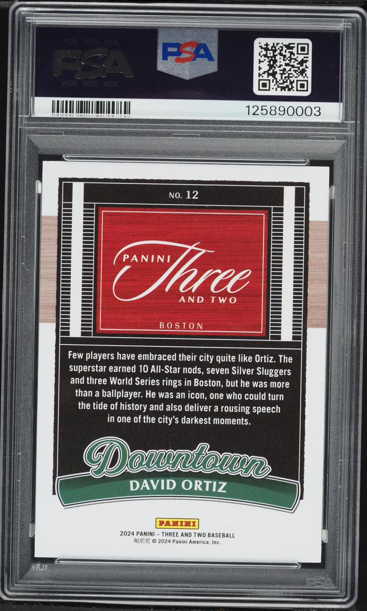 2024 Panini Three And Two Downtown David Ortiz #12 PSA 10 GEM MINT