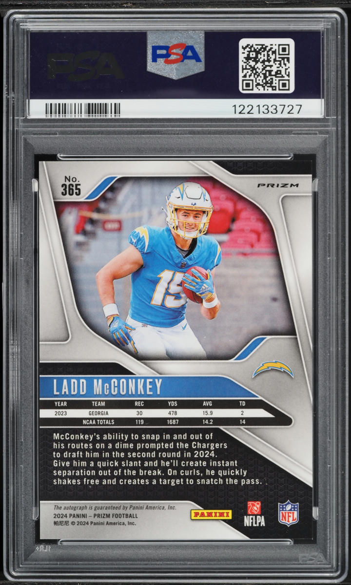 2024 Panini Prizm No Huddle Ladd McConkey ROOKIE AUTO #365 PSA 10 GEM MINT