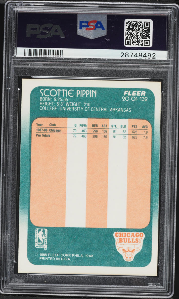 1988 Fleer Basketball Scottie Pippen ROOKIE #20 PSA 9 MINT