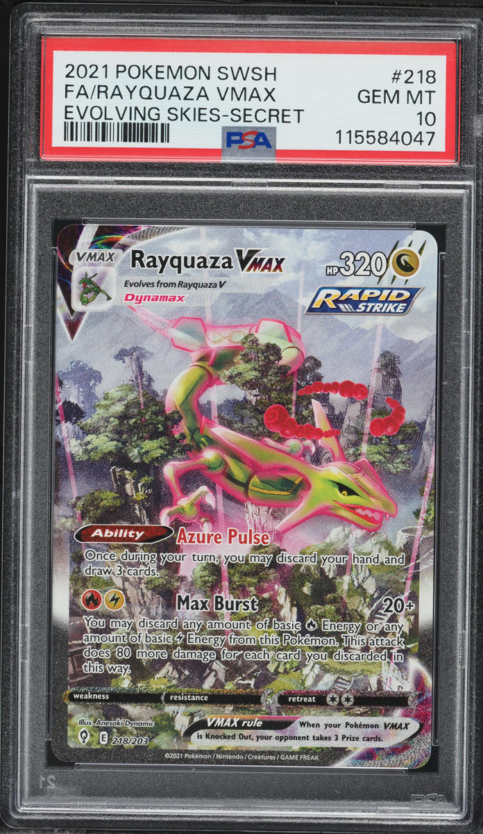 2021 Pokemon Sword & Shield Evolving Skies Alt Art Rayquaza VMAX #218 PSA 10 GEM MINT