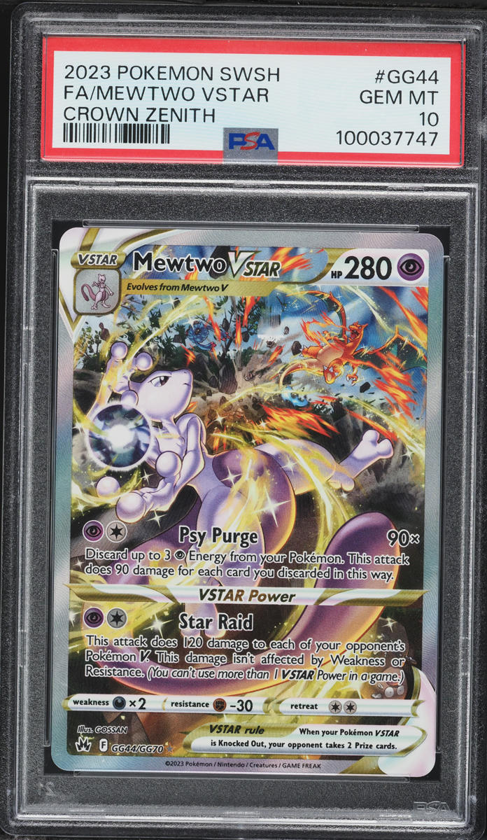 2023 Pokemon Sword & Shield Crown Zenith Full Art Mewtwo VSTAR #GG44 PSA 10 GEM MINT