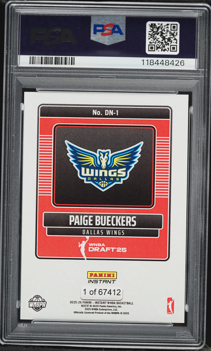 2025 Panini Instant WNBA Draft Night Paige Bueckers ROOKIE /67412 #DN-1 PSA 10 GEM MINT