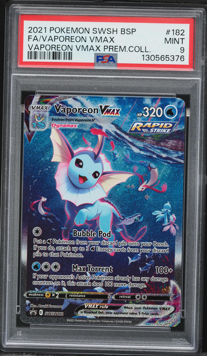 2021 Pokemon Sword & Shield Promo VMAX Premium Alt Art Vaporeon VMAX #182 PSA 9 MINT