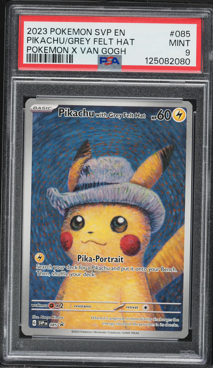 2023 Pokemon Scarlet & Violet Promo X Van Gogh Full Art Pikachu With Grey Felt Hat #85 PSA 9