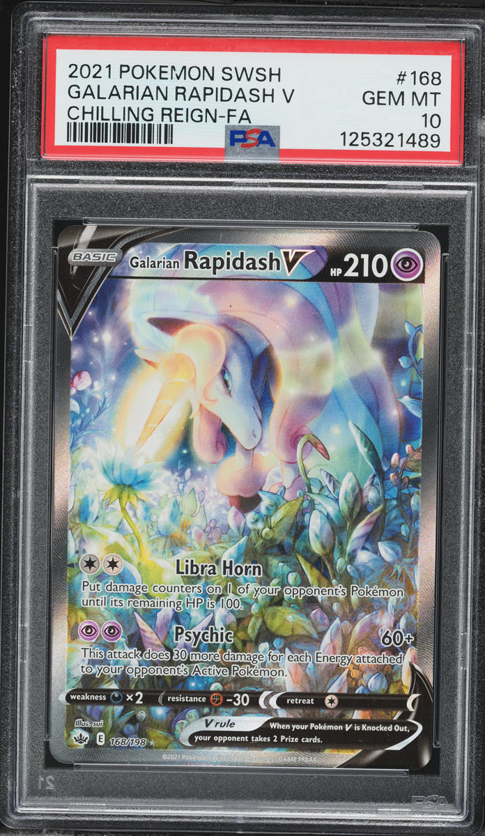 2021 Pokemon Sword & Shield Chilling Reign Alt Art Galarian Rapidash V #168 PSA 10 GEM MINT