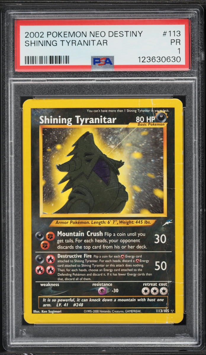 2002 Pokemon Neo Destiny Shining Tyranitar #113 PSA 1 PR