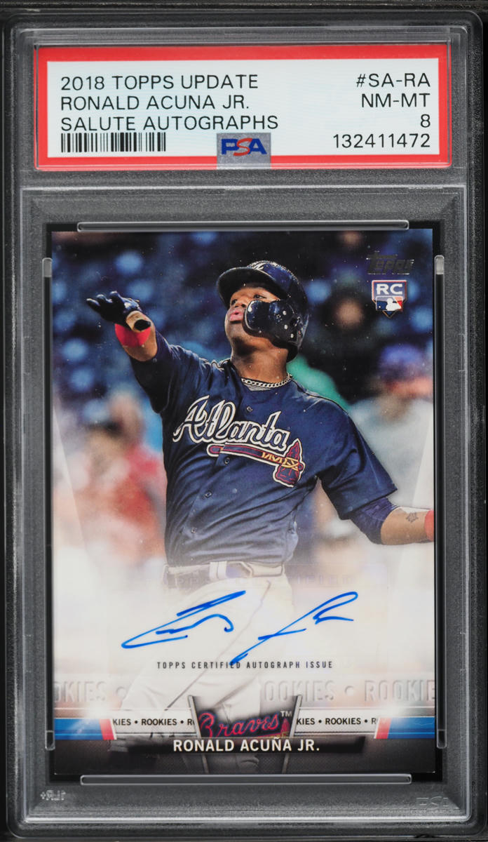 2018 Topps Update Salute Ronald Acuna Jr. ROOKIE AUTO #SA-RA PSA 8 NM-MT