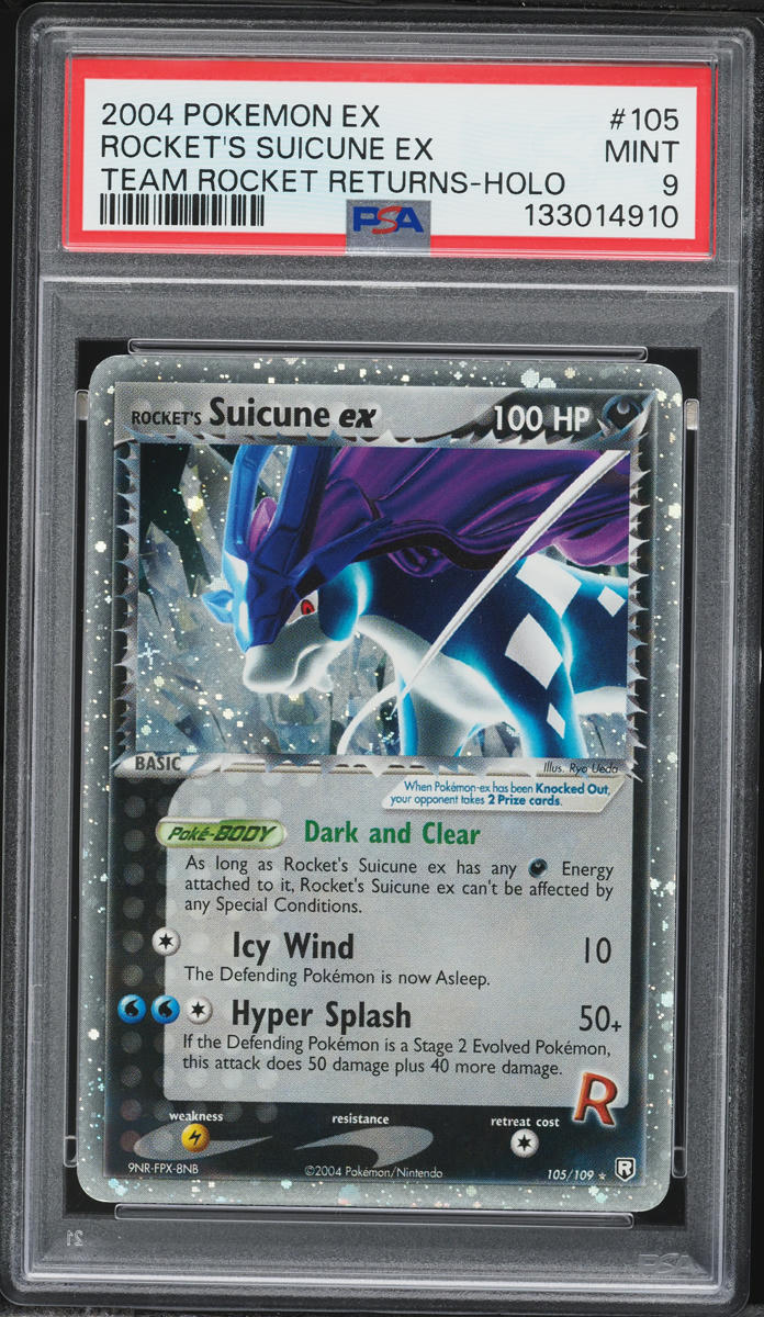 2004 Pokemon EX Team Rocket Returns Holo Rocket's Suicune EX #105 PSA 9 MINT