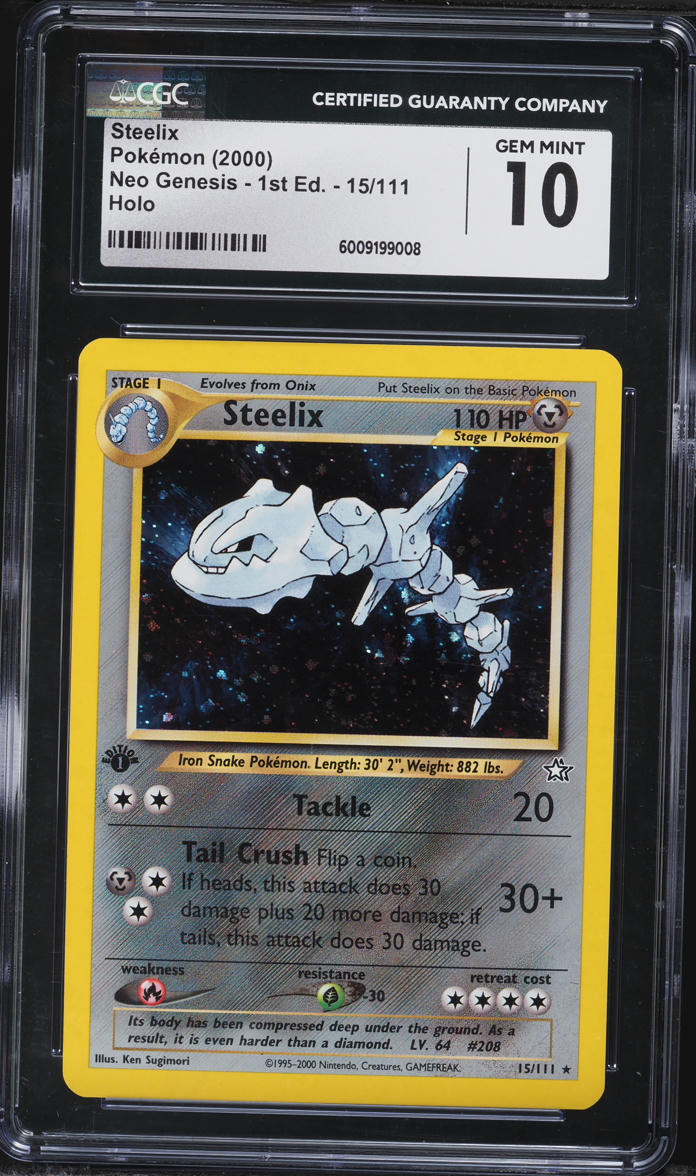 2000 Pokemon Neo Genesis 1st Edition Holo Steelix #15 CGC 10 GEM MINT