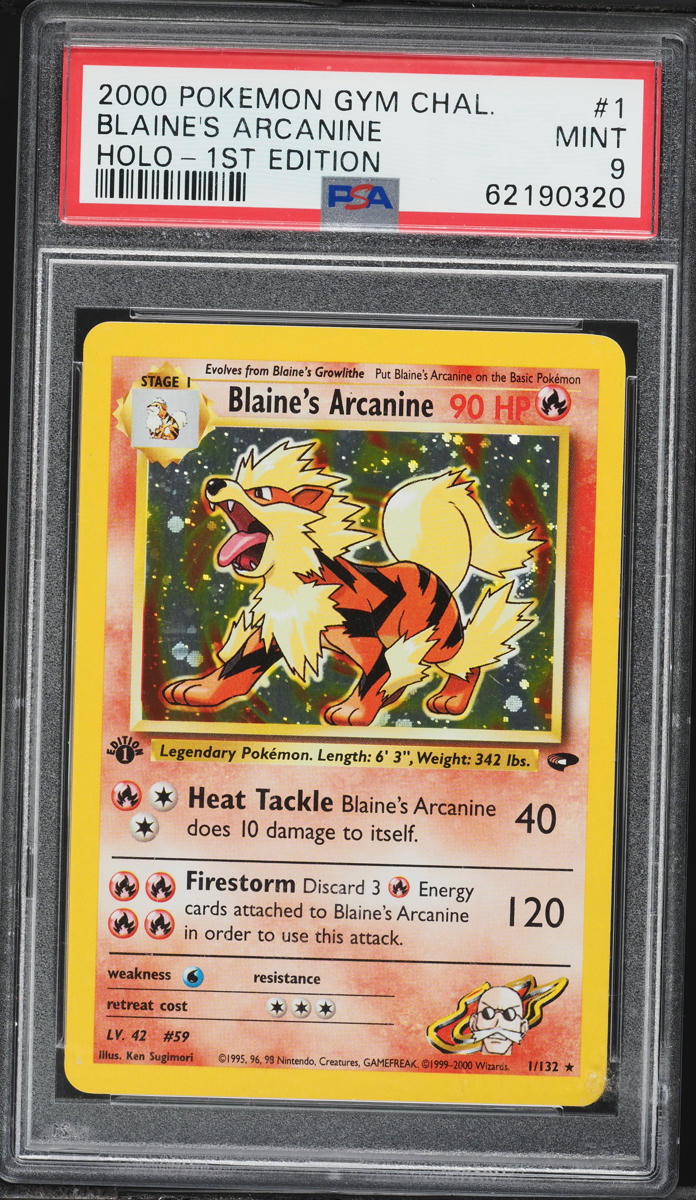 2000 Pokemon Gym Challenge 1st Edition Holo Blaine's Arcanine #1 PSA 9 MINT