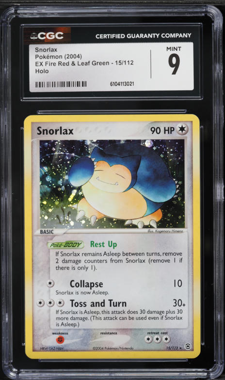 2004 Pokemon EX Fire Red & Leaf Green Reverse Holo Snorlax #15 CGC