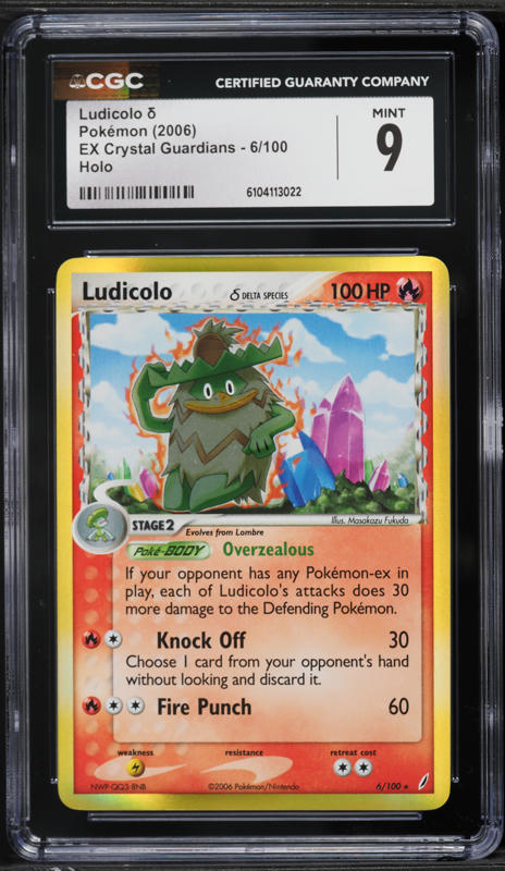 2006 Pokemon EX Crystal Guardians Holo Ludicolo #6 CGC 9 MINT