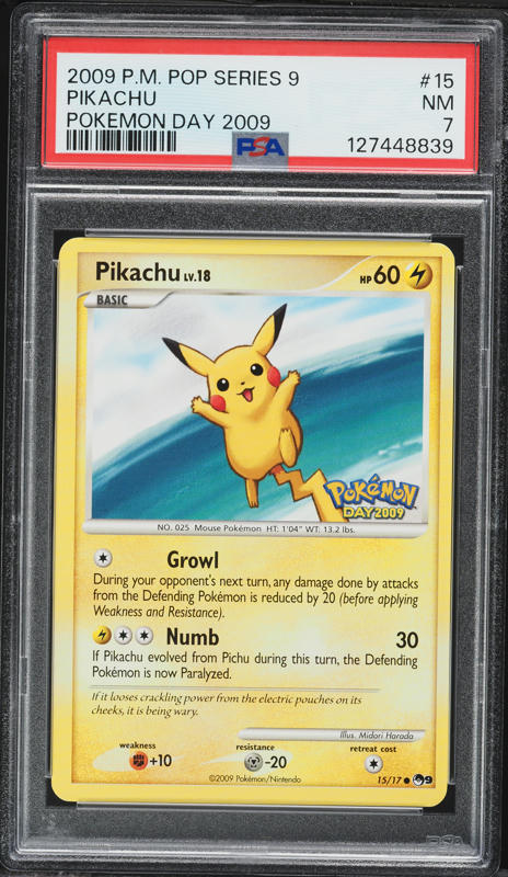 2009 Pokemon POP Series 9 Pokemon Day '09 Pikachu #15 PSA 9 MINT