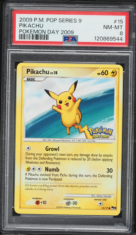 2009 Pokemon POP Series 9 Pokemon Day '09 Pikachu #15 PSA 9 MINT