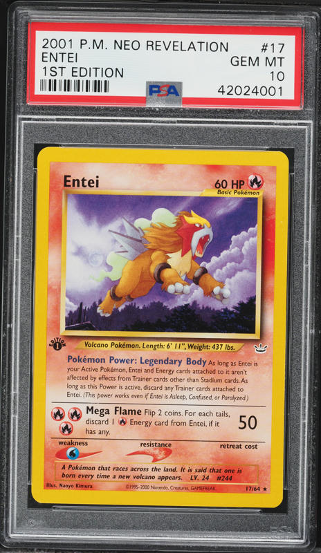 2001 Pokemon Neo Revelation 1st Edition Entei #17 PSA 10 GEM MINT