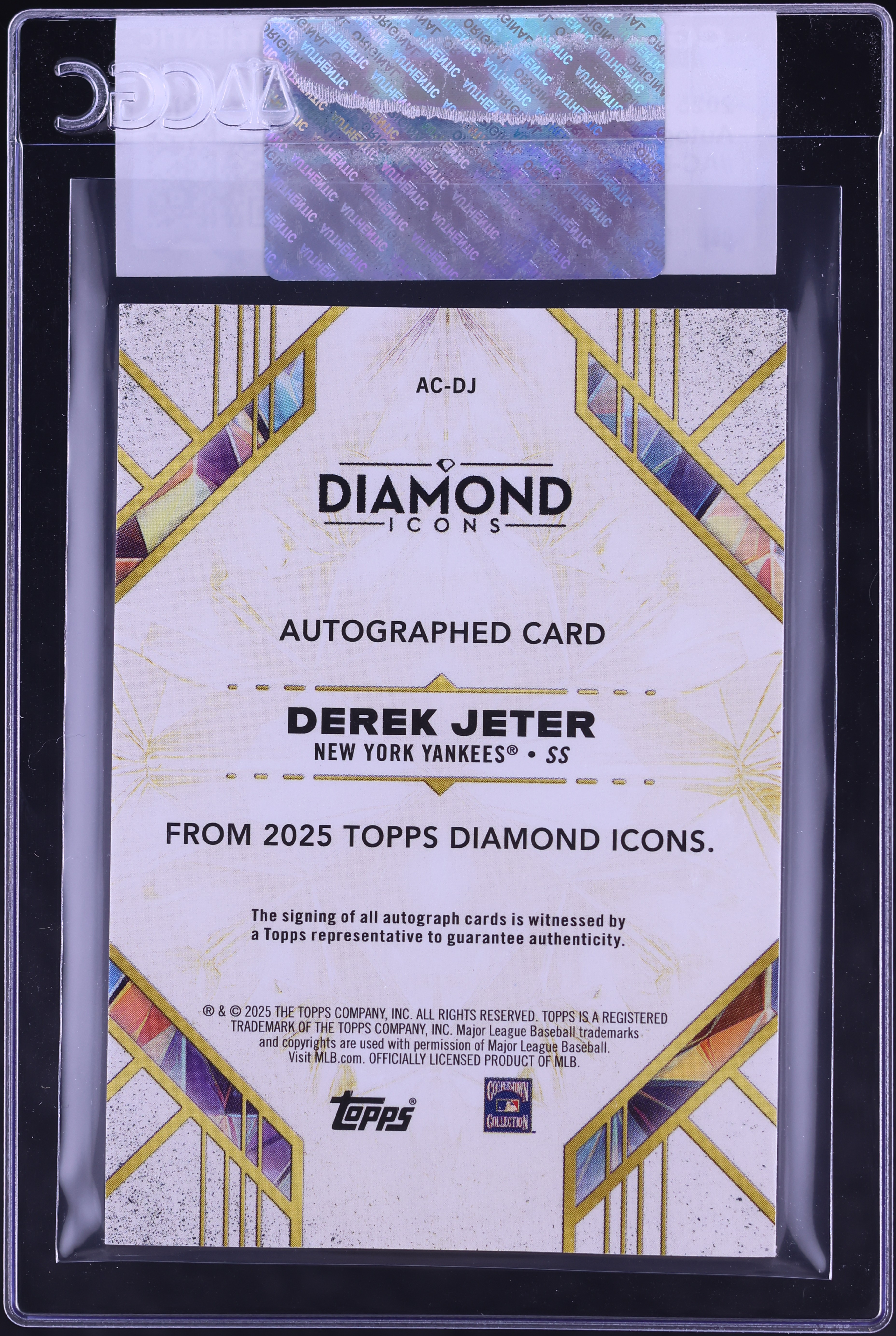 2025 Topps Diamond Icons Derek Jeter AUTO /25 #AC-DJ CGC AUTH on