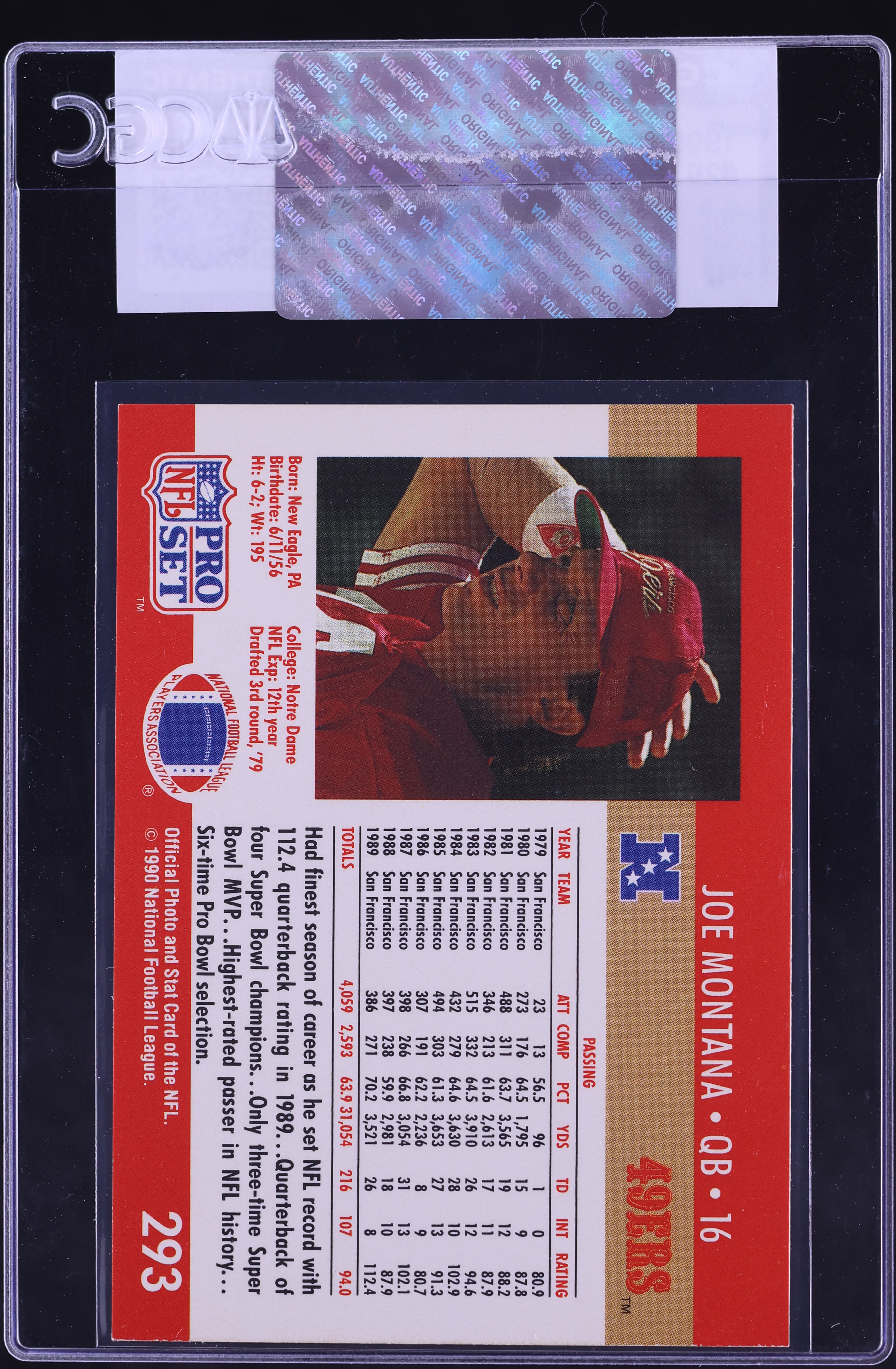 1990 Pro Set Football Joe Montana #293 CGC AUTH on Fanatics Collect