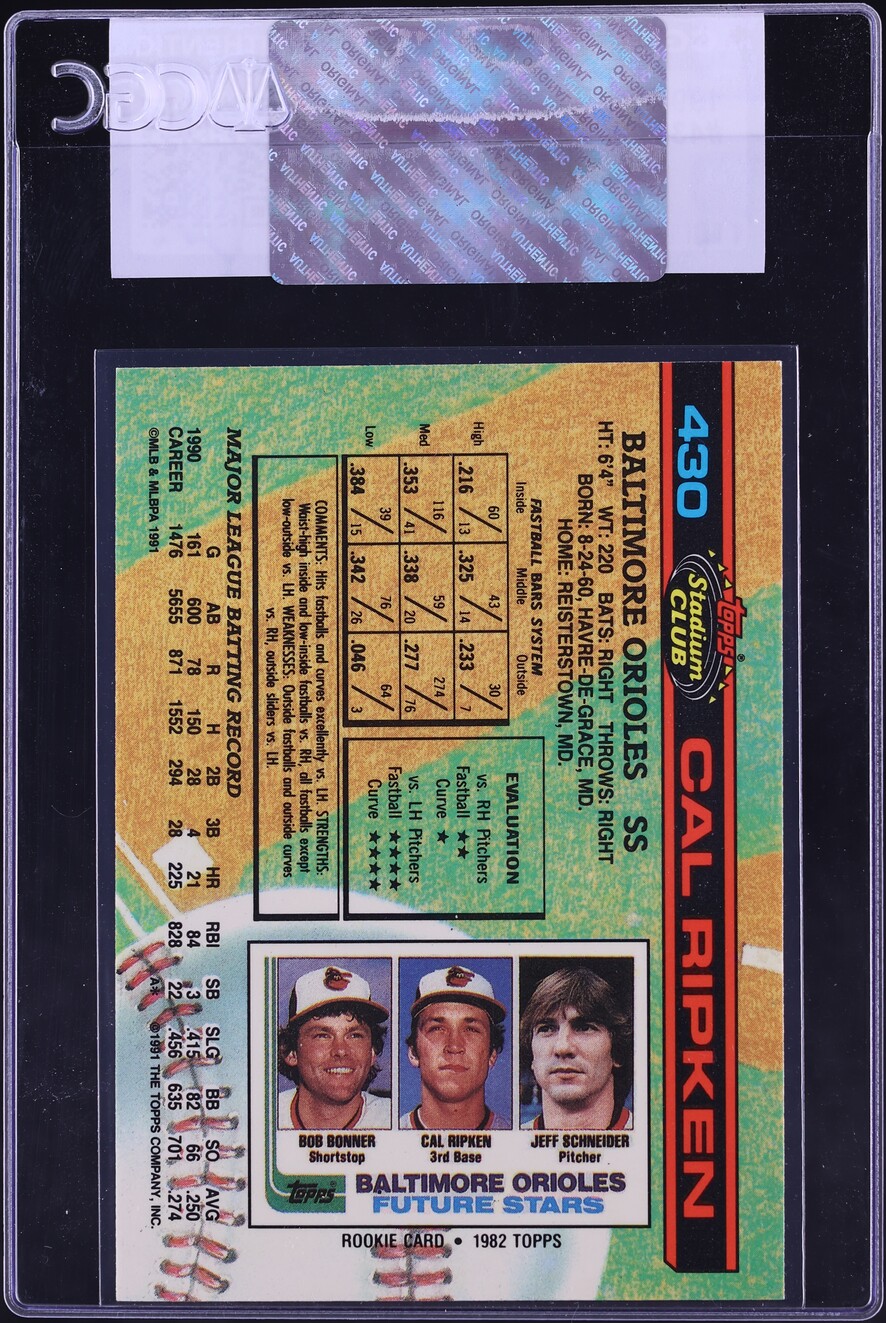 1991 Stadium Club Cal Ripken Jr. #430 CGC AUTH