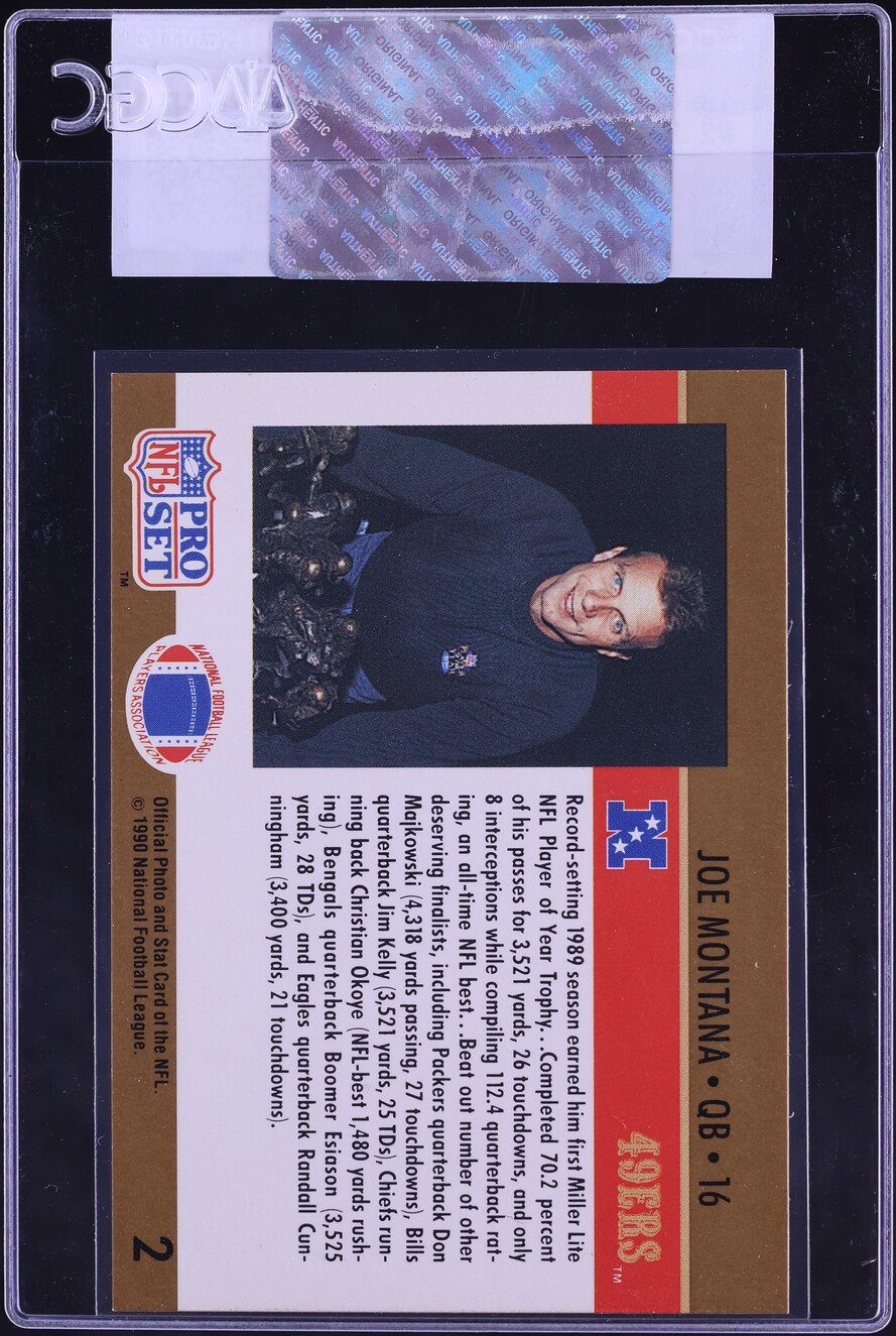 1990 Pro Set Football Joe Montana #2 CGC AUTH