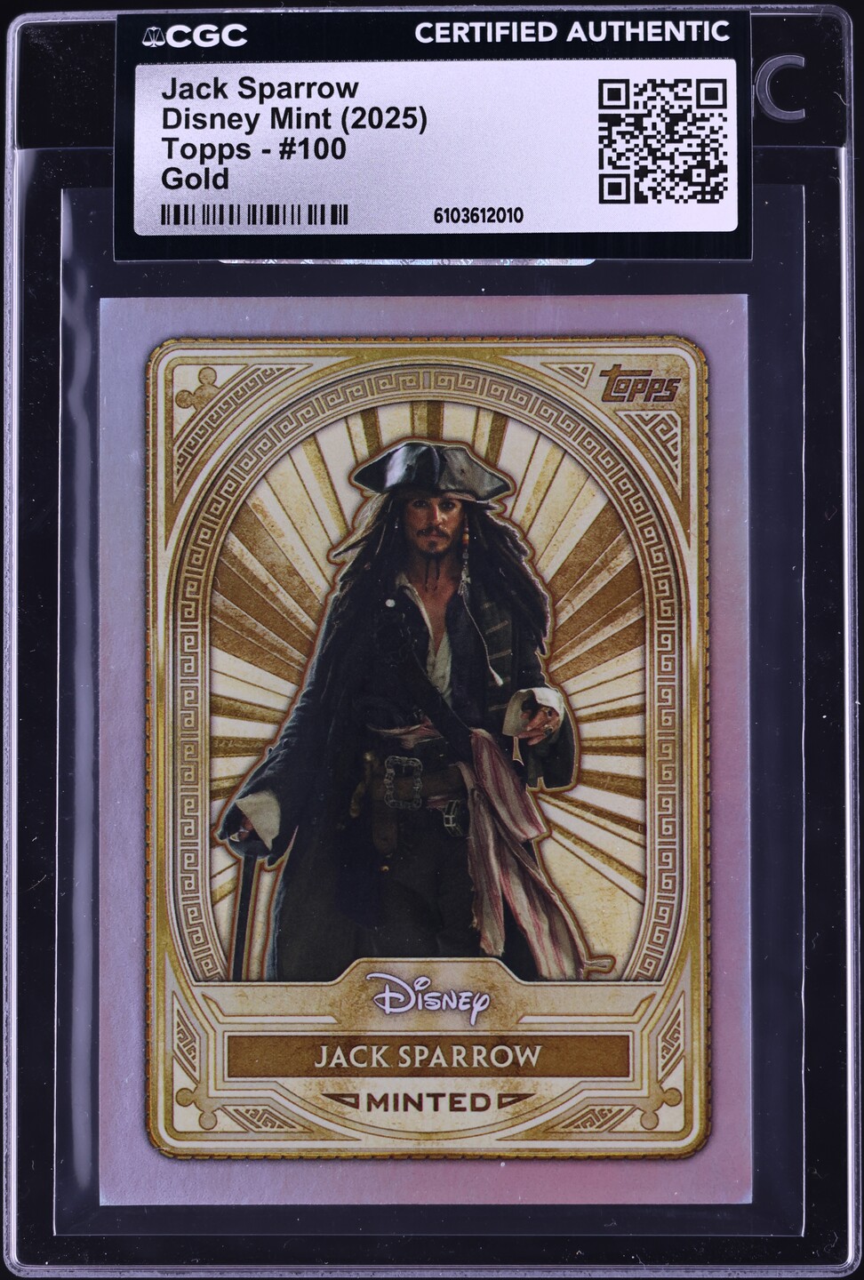 2025 Topps Disney Mint Gold Jack Sparrow #100 CGC AUTH
